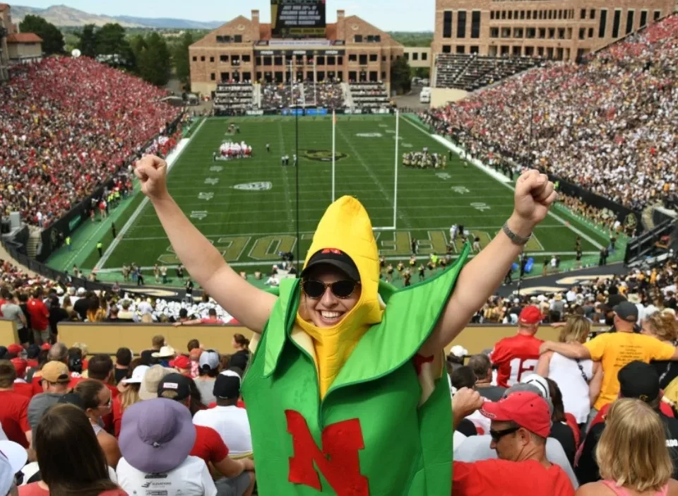 Nebraska football fan at Colorado Buffaloes Stadium